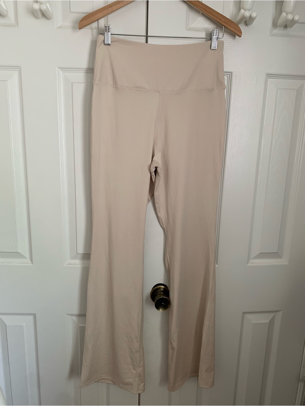 NEW Madewell MWL High Rise Flare Stretch Leggings Beige Women’s L Polyester